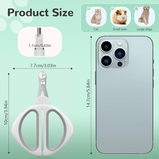 Euqvunn Cat Claw Scissors, Professional Cat Nail Scissors with Positioning Hole, Cat Claw Cutter for Kittens, Rabbits, Guinea Pigs, Birds, Puppies and Small Animals (Grey) Euqvunn Cat Claw Scissors, Professional Cat Nail Scissors with Positioning Hole, Cat Claw Cutter for Kittens, Rabbits, Guinea Pigs, Birds, Puppies and Small Animals (Grey)