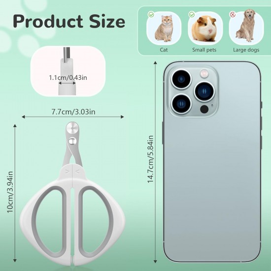 Euqvunn Cat Claw Scissors, Professional Cat Nail Scissors with Positioning Hole, Cat Claw Cutter for Kittens, Rabbits, Guinea Pigs, Birds, Puppies and Small Animals (Grey) Euqvunn Cat Claw Scissors, Professional Cat Nail Scissors with Positioning Hole, Cat Claw Cutter for Kittens, Rabbits, Guinea Pigs, Birds, Puppies and Small Animals (Grey)
