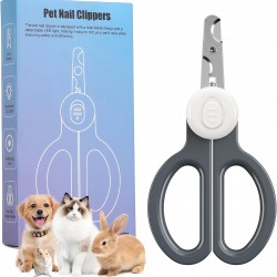 Euqvunn Cat Claw Scissors, Professional Rabbit Claw Scissors with Double Edge and LED Lighting, for Kittens, Rabbits, Guinea Pigs, Puppies, Medium and Small Animals (Grey White) Euqvunn Cat Claw Scissors, Professional Rabbit Claw Scissors with Double Edge and LED Lighting, for Kittens, Rabbits, Guinea Pigs, Puppies, Medium and Small Animals (Grey White)