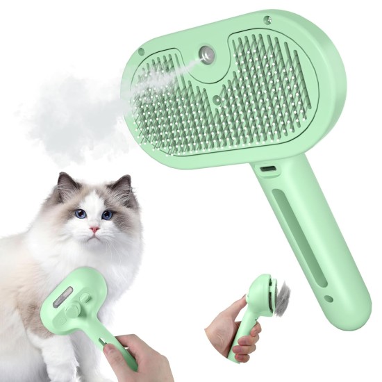 EvcgoX Cat Brush with Steam Spray Dog Brush with Water Tank for Antistatic and Knot-Resistant Hair Removal Pet Brush with One Button for Long Hair and Short Hair Skin-Friendly Cat Brush Green EvcgoX Cat Brush with Steam Spray Dog Brush with Water Tank for Antistatic and Knot-Resistant Hair Removal Pet Brush with One Button for Long Hair and Short Hair Skin-Friendly Cat Brush Green