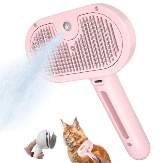 EvcgoX Cat Brush with Steam Spray Dog Brush with Water Tank for Antistatic and Knot-Resistant Hair Removal Pet Brush with One Button for Long Hair and Short Hair Skin-Friendly Cat Brush Pink EvcgoX Cat Brush with Steam Spray Dog Brush with Water Tank for Antistatic and Knot-Resistant Hair Removal Pet Brush with One Button for Long Hair and Short Hair Skin-Friendly Cat Brush Pink