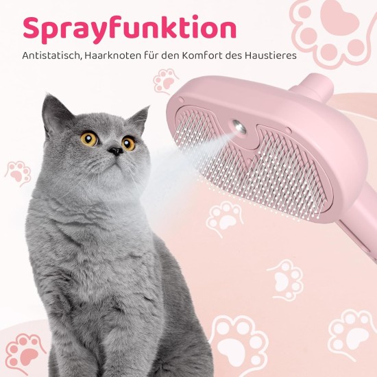 EvcgoX Cat Brush with Steam Spray Dog Brush with Water Tank for Antistatic and Knot-Resistant Hair Removal Pet Brush with One Button for Long Hair and Short Hair Skin-Friendly Cat Brush Pink EvcgoX Cat Brush with Steam Spray Dog Brush with Water Tank for Antistatic and Knot-Resistant Hair Removal Pet Brush with One Button for Long Hair and Short Hair Skin-Friendly Cat Brush Pink