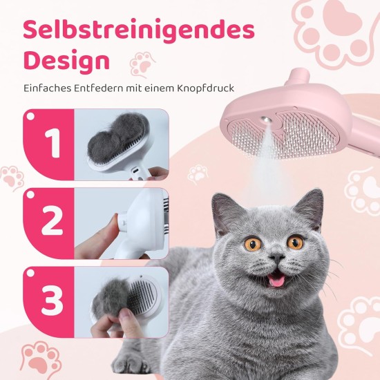 EvcgoX Cat Brush with Steam Spray Dog Brush with Water Tank for Antistatic and Knot-Resistant Hair Removal Pet Brush with One Button for Long Hair and Short Hair Skin-Friendly Cat Brush Pink EvcgoX Cat Brush with Steam Spray Dog Brush with Water Tank for Antistatic and Knot-Resistant Hair Removal Pet Brush with One Button for Long Hair and Short Hair Skin-Friendly Cat Brush Pink
