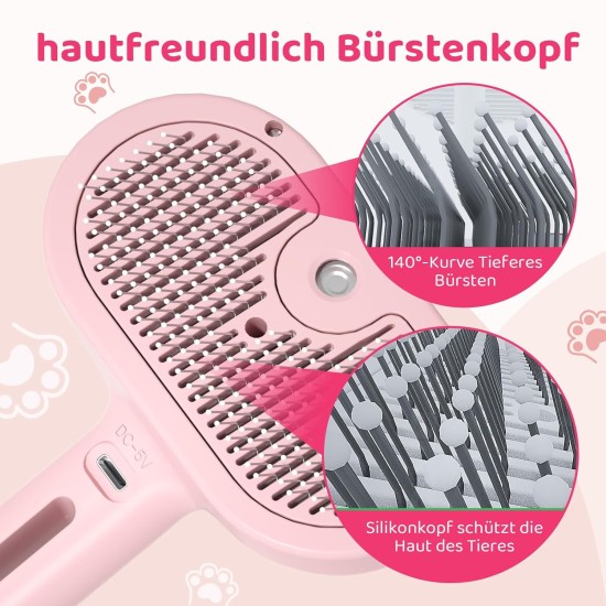EvcgoX Cat Brush with Steam Spray Dog Brush with Water Tank for Antistatic and Knot-Resistant Hair Removal Pet Brush with One Button for Long Hair and Short Hair Skin-Friendly Cat Brush Pink EvcgoX Cat Brush with Steam Spray Dog Brush with Water Tank for Antistatic and Knot-Resistant Hair Removal Pet Brush with One Button for Long Hair and Short Hair Skin-Friendly Cat Brush Pink