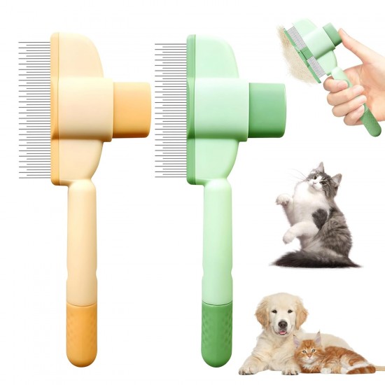 Fellblitz Cat Brush, Pack of 2 Cat Comb for Pets, Self-Cleaning Flea Comb for Cats and Dogs with Release Button, Cat Brush for Cleaning Loose Knotted Fur Fellblitz Cat Brush, Pack of 2 Cat Comb for Pets, Self-Cleaning Flea Comb for Cats and Dogs with Release Button, Cat Brush for Cleaning Loose Knotted Fur