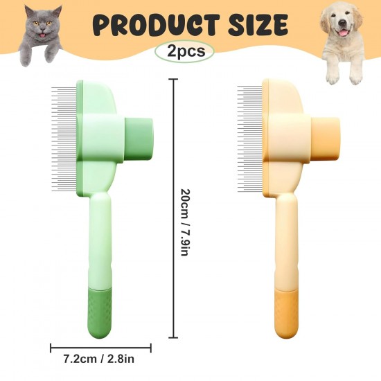 Fellblitz Cat Brush, Pack of 2 Cat Comb for Pets, Self-Cleaning Flea Comb for Cats and Dogs with Release Button, Cat Brush for Cleaning Loose Knotted Fur Fellblitz Cat Brush, Pack of 2 Cat Comb for Pets, Self-Cleaning Flea Comb for Cats and Dogs with Release Button, Cat Brush for Cleaning Loose Knotted Fur