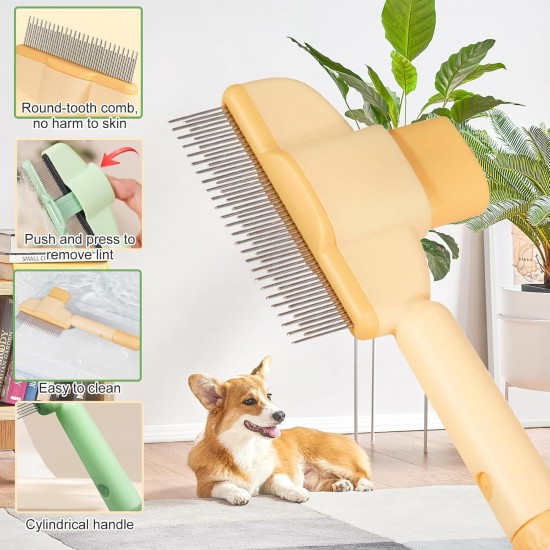 Fellblitz Cat Brush, Pack of 2 Cat Comb for Pets, Self-Cleaning Flea Comb for Cats and Dogs with Release Button, Cat Brush for Cleaning Loose Knotted Fur Fellblitz Cat Brush, Pack of 2 Cat Comb for Pets, Self-Cleaning Flea Comb for Cats and Dogs with Release Button, Cat Brush for Cleaning Loose Knotted Fur