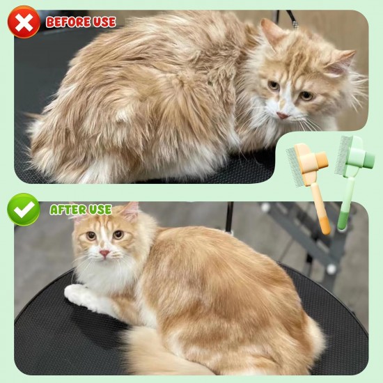 Fellblitz Cat Brush, Pack of 2 Cat Comb for Pets, Self-Cleaning Flea Comb for Cats and Dogs with Release Button, Cat Brush for Cleaning Loose Knotted Fur Fellblitz Cat Brush, Pack of 2 Cat Comb for Pets, Self-Cleaning Flea Comb for Cats and Dogs with Release Button, Cat Brush for Cleaning Loose Knotted Fur