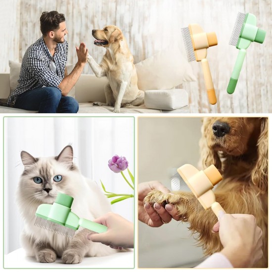 Fellblitz Cat Brush, Pack of 2 Cat Comb for Pets, Self-Cleaning Flea Comb for Cats and Dogs with Release Button, Cat Brush for Cleaning Loose Knotted Fur Fellblitz Cat Brush, Pack of 2 Cat Comb for Pets, Self-Cleaning Flea Comb for Cats and Dogs with Release Button, Cat Brush for Cleaning Loose Knotted Fur