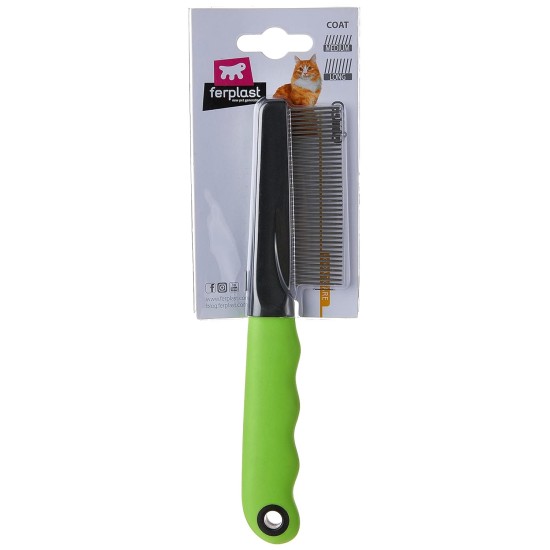 Ferplast 2 in 1 Comb for Dogs and Cats Medium Long Hair Rounded Chrome Teeth Non-Slip Handle Ferplast 2 in 1 Comb for Dogs and Cats Medium Long Hair Rounded Chrome Teeth Non-Slip Handle