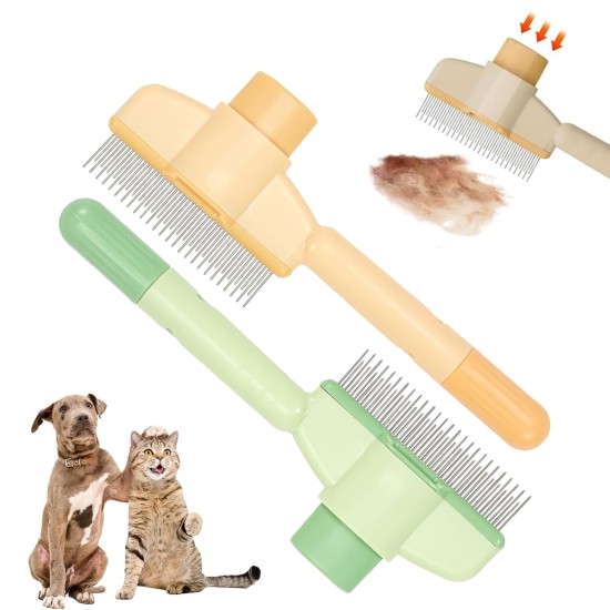 Flea Comb for Cats, Pack of 2 Professional Grooming Cat Brushes with Release Button, Multifunctional Dog Comb, for Long-Haired and Short-Haired Animals, 200 x 80 x 20 mm Flea Comb for Cats, Pack of 2 Professional Grooming Cat Brushes with Release Button, Multifunctional Dog Comb, for Long-Haired and Short-Haired Animals, 200 x 80 x 20 mm