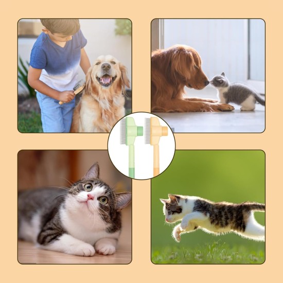 Flea Comb for Cats, Pack of 2 Professional Grooming Cat Brushes with Release Button, Multifunctional Dog Comb, for Long-Haired and Short-Haired Animals, 200 x 80 x 20 mm Flea Comb for Cats, Pack of 2 Professional Grooming Cat Brushes with Release Button, Multifunctional Dog Comb, for Long-Haired and Short-Haired Animals, 200 x 80 x 20 mm