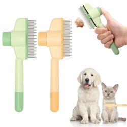 Flea Comb for Cats, Pack of 2 Self-Cleaning Flea Comb and Grooming Brush for Pets, Flea Comb Dogs with Button for Quick Cleaning of Lost Hair Flea Comb for Cats, Pack of 2 Self-Cleaning Flea Comb and Grooming Brush for Pets, Flea Comb Dogs with Button for Quick Cleaning of Lost Hair