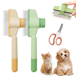 Flea Comb for Cats, Pack of 3, Cat Brush, 2 Flea Combs with Cleaning Button and 1 Nail Cutter, Cat Comb for Short and Long Hair Flea Comb for Cats, Pack of 3, Cat Brush, 2 Flea Combs with Cleaning Button and 1 Nail Cutter, Cat Comb for Short and Long Hair