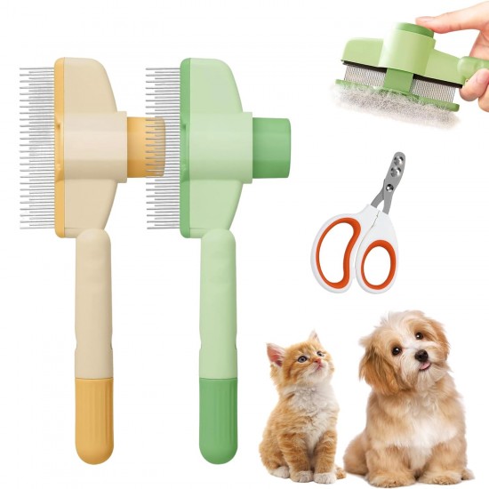 Flea Comb for Cats, Pack of 3, Cat Brush, 2 Flea Combs with Cleaning Button and 1 Nail Cutter, Cat Comb for Short and Long Hair Flea Comb for Cats, Pack of 3, Cat Brush, 2 Flea Combs with Cleaning Button and 1 Nail Cutter, Cat Comb for Short and Long Hair