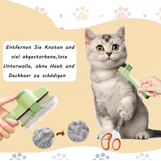 Flea Comb for Cats, Pack of 3, Cat Brush, 2 Flea Combs with Cleaning Button and 1 Nail Cutter, Cat Comb for Short and Long Hair Flea Comb for Cats, Pack of 3, Cat Brush, 2 Flea Combs with Cleaning Button and 1 Nail Cutter, Cat Comb for Short and Long Hair