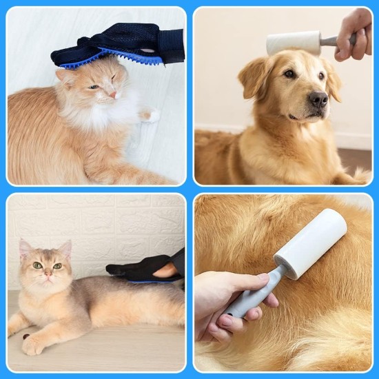 Flintronic Cat Grooming Glove with 120 Sheets Extra Sticky Lint Roller for Clothes Bed and Carpet, Lint Roller for Pet Hair Removal, Dogs, Dog Hair Dust & Lint Flintronic Cat Grooming Glove with 120 Sheets Extra Sticky Lint Roller for Clothes Bed and Carpet, Lint Roller for Pet Hair Removal, Dogs, Dog Hair Dust & Lint