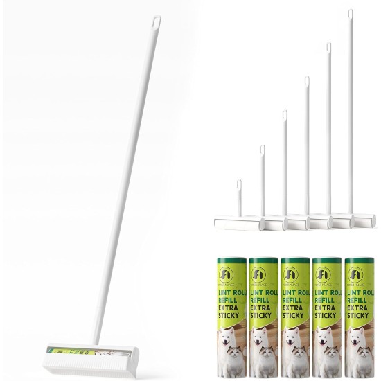 Foyer Nuage 9.5 Inch Large Lint Roller for Pet Hair with 6 Extendable Handles and Dustproof Cover, 5 Refills of 300 Sheets, Long Handle, Robust Mop for Cleaning Carpets Foyer Nuage 9.5 Inch Large Lint Roller for Pet Hair with 6 Extendable Handles and Dustproof Cover, 5 Refills of 300 Sheets, Long Handle, Robust Mop for Cleaning Carpets