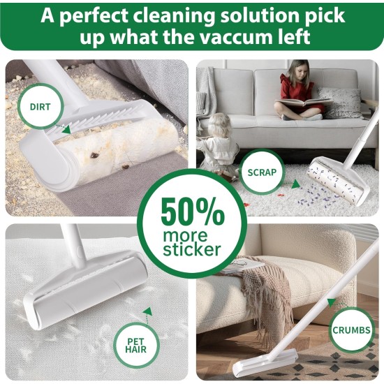 Foyer Nuage 9.5 Inch Large Lint Roller for Pet Hair with 6 Extendable Handles and Dustproof Cover, 5 Refills of 300 Sheets, Long Handle, Robust Mop for Cleaning Carpets Foyer Nuage 9.5 Inch Large Lint Roller for Pet Hair with 6 Extendable Handles and Dustproof Cover, 5 Refills of 300 Sheets, Long Handle, Robust Mop for Cleaning Carpets