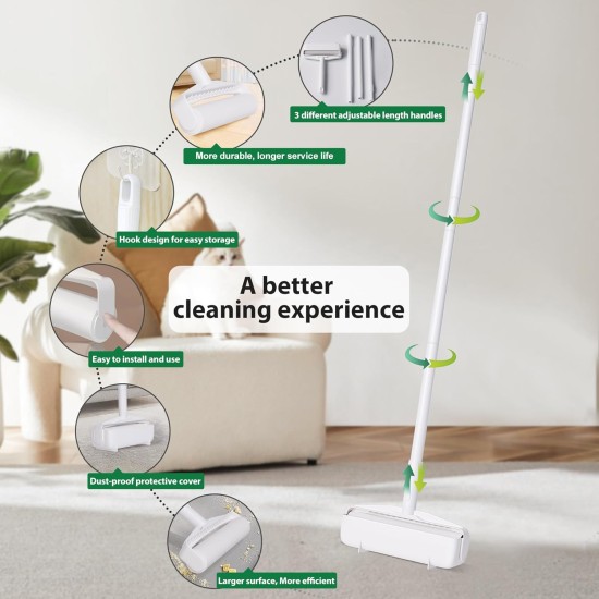 Foyer Nuage 9.5 Inch Large Lint Roller for Pet Hair with 6 Extendable Handles and Dustproof Cover, 5 Refills of 300 Sheets, Long Handle, Robust Mop for Cleaning Carpets Foyer Nuage 9.5 Inch Large Lint Roller for Pet Hair with 6 Extendable Handles and Dustproof Cover, 5 Refills of 300 Sheets, Long Handle, Robust Mop for Cleaning Carpets