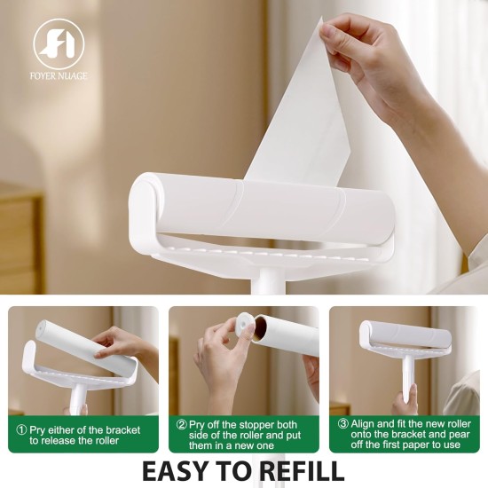 Foyer Nuage 9.5 Inch Large Lint Roller for Pet Hair with 6 Extendable Handles and Dustproof Cover, 5 Refills of 300 Sheets, Long Handle, Robust Mop for Cleaning Carpets Foyer Nuage 9.5 Inch Large Lint Roller for Pet Hair with 6 Extendable Handles and Dustproof Cover, 5 Refills of 300 Sheets, Long Handle, Robust Mop for Cleaning Carpets