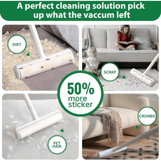 Foyer Nuage 9.5 Inch Large Lint Roller for Pet Hair with 6 Extendable Handles and Dustproof Cover, 5 Refills of 300 Sheets, Long Handle, Robust Mop for Cleaning Carpets Foyer Nuage 9.5 Inch Large Lint Roller for Pet Hair with 6 Extendable Handles and Dustproof Cover, 5 Refills of 300 Sheets, Long Handle, Robust Mop for Cleaning Carpets