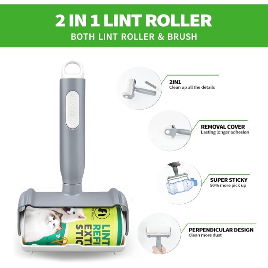 Foyer Nuage 9.5 Inch Large Lint Roller for Pet Hair with 6 Extendable Handles and Dustproof Cover, 5 Refills of 300 Sheets, Long Handle, Robust Mop for Cleaning Carpets Foyer Nuage 9.5 Inch Large Lint Roller for Pet Hair with 6 Extendable Handles and Dustproof Cover, 5 Refills of 300 Sheets, Long Handle, Robust Mop for Cleaning Carpets