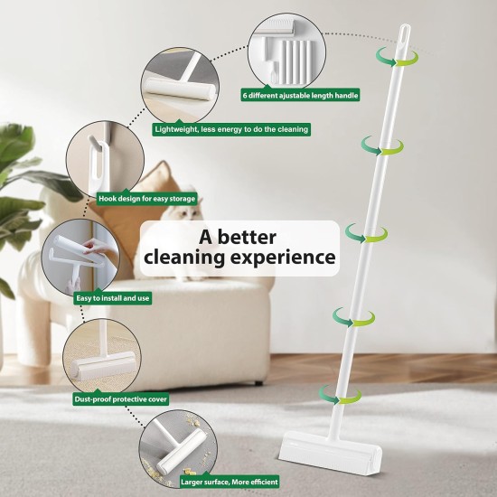 Foyer Nuage 9.5 Inch Large Lint Roller for Pet Hair with 6 Extendable Handles and Dustproof Cover, 5 Refills of 300 Sheets, Long Handle, Robust Mop for Cleaning Carpets Foyer Nuage 9.5 Inch Large Lint Roller for Pet Hair with 6 Extendable Handles and Dustproof Cover, 5 Refills of 300 Sheets, Long Handle, Robust Mop for Cleaning Carpets