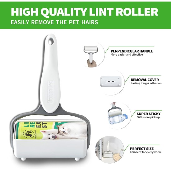 Foyer Nuage 9.5 Inch Large Lint Roller for Pet Hair with 6 Extendable Handles and Dustproof Cover, 5 Refills of 300 Sheets, Long Handle, Robust Mop for Cleaning Carpets Foyer Nuage 9.5 Inch Large Lint Roller for Pet Hair with 6 Extendable Handles and Dustproof Cover, 5 Refills of 300 Sheets, Long Handle, Robust Mop for Cleaning Carpets