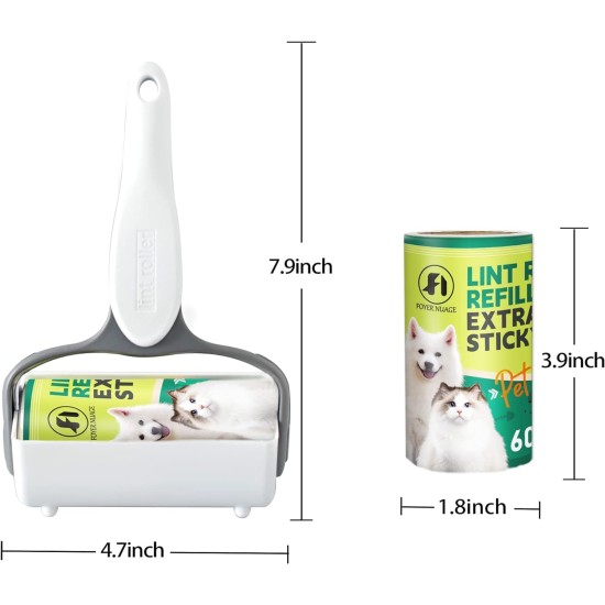 Foyer Nuage 9.5 Inch Large Lint Roller for Pet Hair with 6 Extendable Handles and Dustproof Cover, 5 Refills of 300 Sheets, Long Handle, Robust Mop for Cleaning Carpets Foyer Nuage 9.5 Inch Large Lint Roller for Pet Hair with 6 Extendable Handles and Dustproof Cover, 5 Refills of 300 Sheets, Long Handle, Robust Mop for Cleaning Carpets