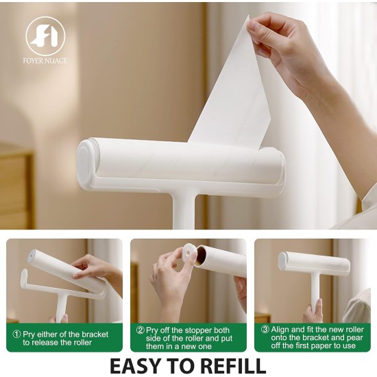 Foyer Nuage 9.5 Inch Large Lint Roller for Pet Hair with 6 Extendable Handles and Dustproof Cover, 5 Refills of 300 Sheets, Long Handle, Robust Mop for Cleaning Carpets Foyer Nuage 9.5 Inch Large Lint Roller for Pet Hair with 6 Extendable Handles and Dustproof Cover, 5 Refills of 300 Sheets, Long Handle, Robust Mop for Cleaning Carpets