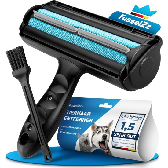 FusselZz® Home Premium Lint Roller Black Pet Hair - Self-Cleaning Pet Hair Remover for Cat Hair & Dog Hair Removal, Reusable Cat Hair Remover on Sofa, Carpet & Bed FusselZz® Home Premium Lint Roller Black Pet Hair - Self-Cleaning Pet Hair Remover for Cat Hair & Dog Hair Removal, Reusable Cat Hair Remover on Sofa, Carpet & Bed