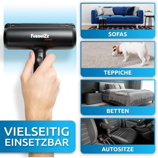FusselZz® Home Premium Lint Roller Black Pet Hair - Self-Cleaning Pet Hair Remover for Cat Hair & Dog Hair Removal, Reusable Cat Hair Remover on Sofa, Carpet & Bed FusselZz® Home Premium Lint Roller Black Pet Hair - Self-Cleaning Pet Hair Remover for Cat Hair & Dog Hair Removal, Reusable Cat Hair Remover on Sofa, Carpet & Bed
