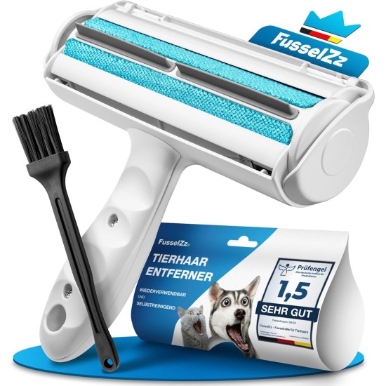 FusselZz Home Premium Lint Roller with Brush, Reusable Lint Brush for Pet Hair Removal, Long and Short Dog Hair & Cat Hair, Lint Remover for Sofa, Bed and Carpets FusselZz Home Premium Lint Roller with Brush, Reusable Lint Brush for Pet Hair Removal, Long and Short Dog Hair & Cat Hair, Lint Remover for Sofa, Bed and Carpets
