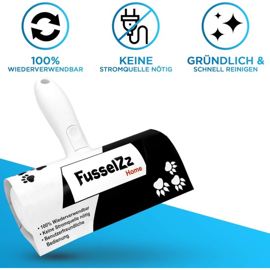 FusselZz Home Premium Lint Roller with Brush, Reusable Lint Brush for Pet Hair Removal, Long and Short Dog Hair & Cat Hair, Lint Remover for Sofa, Bed and Carpets FusselZz Home Premium Lint Roller with Brush, Reusable Lint Brush for Pet Hair Removal, Long and Short Dog Hair & Cat Hair, Lint Remover for Sofa, Bed and Carpets