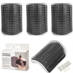 Grooming Brush Cat, Pack of 4 Massage Corner Cat Brush, Corner Massage Comb, Cat Corner Grooming Brush, with Mounting Screws and Double-Sided Tape, for Long, Short Cat Fur (Grey) Grooming Brush Cat, Pack of 4 Massage Corner Cat Brush, Corner Massage Comb, Cat Corner Grooming Brush, with Mounting Screws and Double-Sided Tape, for Long, Short Cat Fur (Grey)
