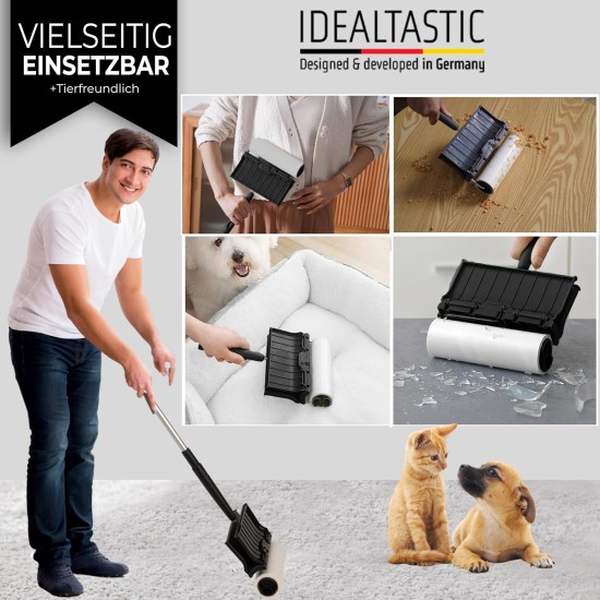 IDEALTASTIC Lint Roller Pet Hair & Clothes in Value Pack with 2 x Handles and 5 x 105 Sheets I Lint Remover Clothing Extra Sticky I Pet Hair Remover Easy to Change I Lint Brush + Dust Cover IDEALTASTIC Lint Roller Pet Hair & Clothes in Value Pack with 2 x Handles and 5 x 105 Sheets I Lint Remover Clothing Extra Sticky I Pet Hair Remover Easy to Change I Lint Brush + Dust Cover
