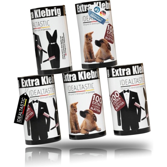 IDEALTASTIC Lint Roller Pet Hair & Clothes in Value Pack with 2 x Handles and 5 x 105 Sheets I Lint Remover Clothing Extra Sticky I Pet Hair Remover Easy to Change I Lint Brush + Dust Cover IDEALTASTIC Lint Roller Pet Hair & Clothes in Value Pack with 2 x Handles and 5 x 105 Sheets I Lint Remover Clothing Extra Sticky I Pet Hair Remover Easy to Change I Lint Brush + Dust Cover