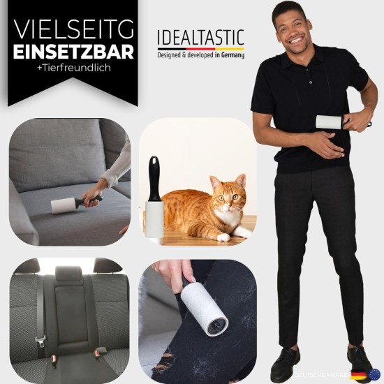 IDEALTASTIC Lint Roller Pet Hair & Clothes in Value Pack with 2 x Handles and 5 x 105 Sheets I Lint Remover Clothing Extra Sticky I Pet Hair Remover Easy to Change I Lint Brush + Dust Cover IDEALTASTIC Lint Roller Pet Hair & Clothes in Value Pack with 2 x Handles and 5 x 105 Sheets I Lint Remover Clothing Extra Sticky I Pet Hair Remover Easy to Change I Lint Brush + Dust Cover