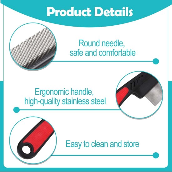 JUGUTA Pack of 2 Cat Combs, Stainless Steel Gentle Scalp Care, Cat Brush, Sturdy Durable Lice Comb, Dog Comb Suitable for Cleaning Cat and Dog Lice Tangles Flea and Other Dirt JUGUTA Pack of 2 Cat Combs, Stainless Steel Gentle Scalp Care, Cat Brush, Sturdy Durable Lice Comb, Dog Comb Suitable for Cleaning Cat and Dog Lice Tangles Flea and Other Dirt