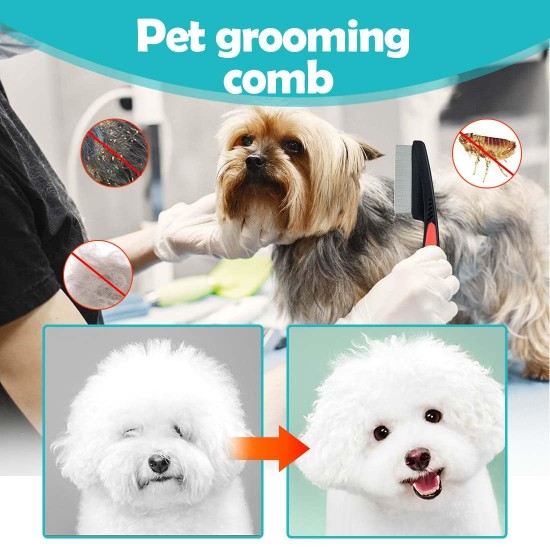 JUGUTA Pack of 2 Cat Combs, Stainless Steel Gentle Scalp Care, Cat Brush, Sturdy Durable Lice Comb, Dog Comb Suitable for Cleaning Cat and Dog Lice Tangles Flea and Other Dirt JUGUTA Pack of 2 Cat Combs, Stainless Steel Gentle Scalp Care, Cat Brush, Sturdy Durable Lice Comb, Dog Comb Suitable for Cleaning Cat and Dog Lice Tangles Flea and Other Dirt