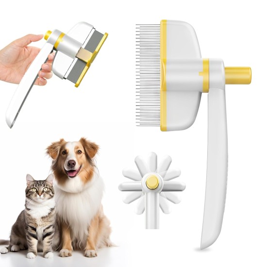 Katzenkamm, 360° Drehbar Katzen Kamm Flohkamm Hunde Katzen mit Entriegelungsknopf Selbstreinigender Flohkamm und Fellpflegebürste für Haustiere Katzenkamm, 360° Drehbar Katzen Kamm Flohkamm Hunde Katzen mit Entriegelungsknopf Selbstreinigender Flohkamm und Fellpflegebürste für Haustiere