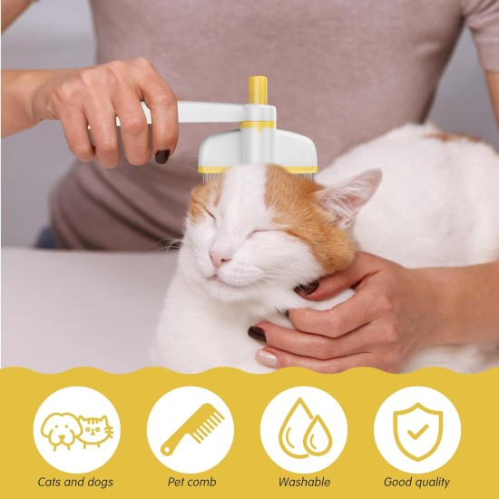 Katzenkamm, 360° Drehbar Katzen Kamm Flohkamm Hunde Katzen mit Entriegelungsknopf Selbstreinigender Flohkamm und Fellpflegebürste für Haustiere Katzenkamm, 360° Drehbar Katzen Kamm Flohkamm Hunde Katzen mit Entriegelungsknopf Selbstreinigender Flohkamm und Fellpflegebürste für Haustiere