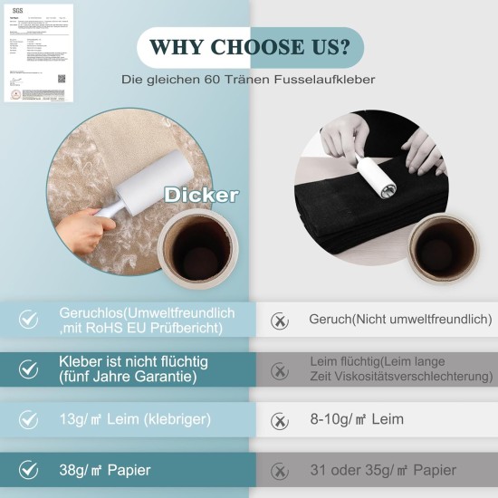Lint Roller, 6 Rolls with 2 Dispensers, 1 Dust Cover, Extra Sticky Lint Roller, Clothes, Lint Roller for Clothes, Hair, Cat Hair, Dog Hair, 60 Sheets/Rolls Lint Roller, 6 Rolls with 2 Dispensers, 1 Dust Cover, Extra Sticky Lint Roller, Clothes, Lint Roller for Clothes, Hair, Cat Hair, Dog Hair, 60 Sheets/Rolls