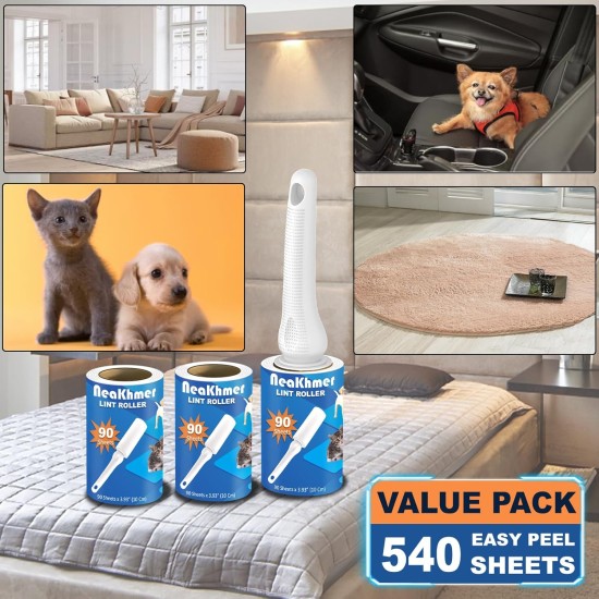 Lint Roller for Pet Hair, 540 Sheets, Extra Sticky Portable Lint Remover, Lint Roller Clothes, Remover Cats Dog Hair, Lint Roller Pet Hair Lint Roller for Pet Hair, 540 Sheets, Extra Sticky Portable Lint Remover, Lint Roller Clothes, Remover Cats Dog Hair, Lint Roller Pet Hair