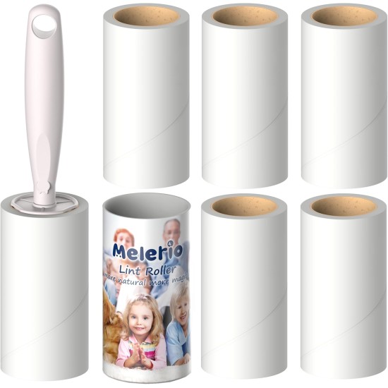 MELERIO 420 Sheets Extra Sticky Lint Roller with 5 Replacement Rollers, 1 Dust Cover for Clothes, Sofa, Bed and Carpet, Lint Roller for Pet Hair, Cat Hair, Dog Hair, Dust & Lint MELERIO 420 Sheets Extra Sticky Lint Roller with 5 Replacement Rollers, 1 Dust Cover for Clothes, Sofa, Bed and Carpet, Lint Roller for Pet Hair, Cat Hair, Dog Hair, Dust & Lint