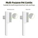 Marchul 2-Piece Cat Comb Dog Combs Set, Flea Comb for Cats and Dogs, Self-Cleaning Cat Grooming Brush with Release Button and Stainless Steel Metal Round Teeth for Removal, White