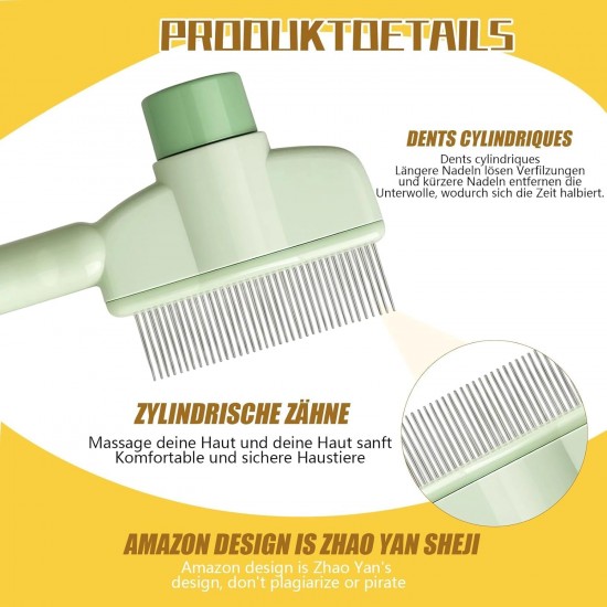 MigWoo Pack of 2 Fellblitz Brush, Self-Cleaning Cat Comb for Pets, Cat Brush with Release Button, with Bath Brush, Rubber Curry and Storage Bag, Cleaning Loose Hair MigWoo Pack of 2 Fellblitz Brush, Self-Cleaning Cat Comb for Pets, Cat Brush with Release Button, with Bath Brush, Rubber Curry and Storage Bag, Cleaning Loose Hair
