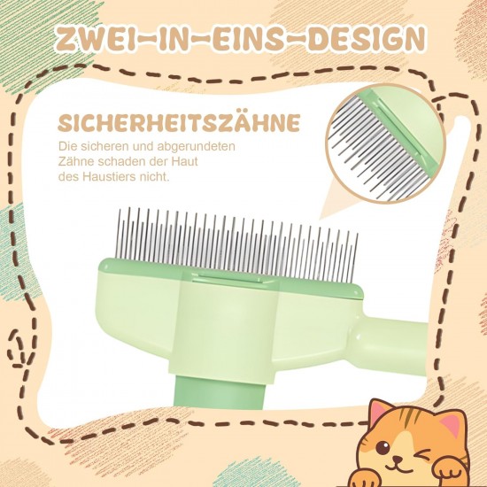 MigWoo Pack of 2 Fellblitz Brush, Self-Cleaning Cat Comb for Pets, Cat Brush with Release Button, with Bath Brush, Rubber Curry and Storage Bag, Cleaning Loose Hair MigWoo Pack of 2 Fellblitz Brush, Self-Cleaning Cat Comb for Pets, Cat Brush with Release Button, with Bath Brush, Rubber Curry and Storage Bag, Cleaning Loose Hair