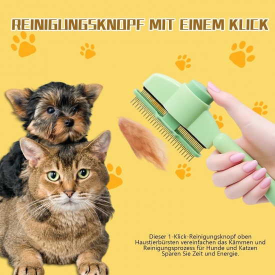 MigWoo Pack of 2 Fellblitz Brush, Self-Cleaning Cat Comb for Pets, Cat Brush with Release Button, with Bath Brush, Rubber Curry and Storage Bag, Cleaning Loose Hair MigWoo Pack of 2 Fellblitz Brush, Self-Cleaning Cat Comb for Pets, Cat Brush with Release Button, with Bath Brush, Rubber Curry and Storage Bag, Cleaning Loose Hair